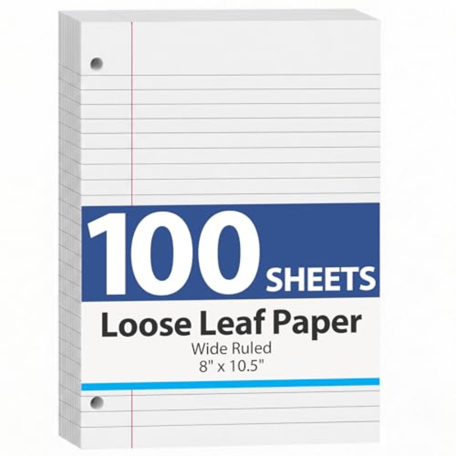 Paper Punch 3 Hole - 100 Sheets Loose Leaf Paper, 8