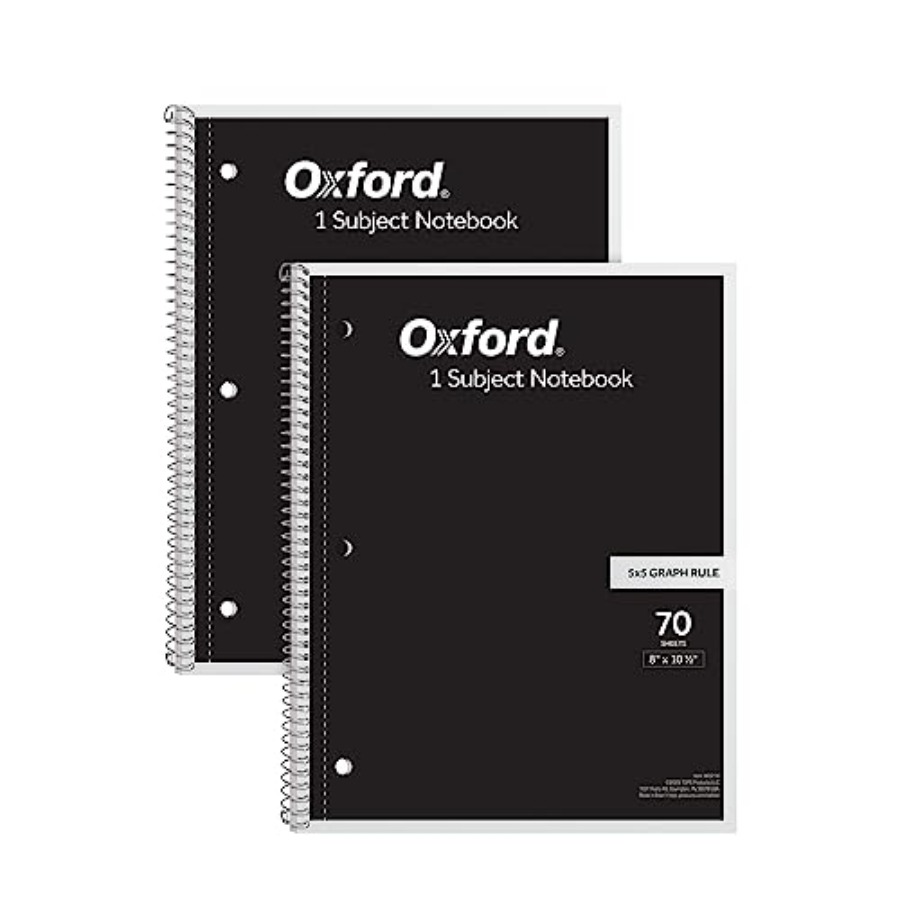 Graph Paper Pad - Spiral Notebook 2 Pack, 1 Subject
