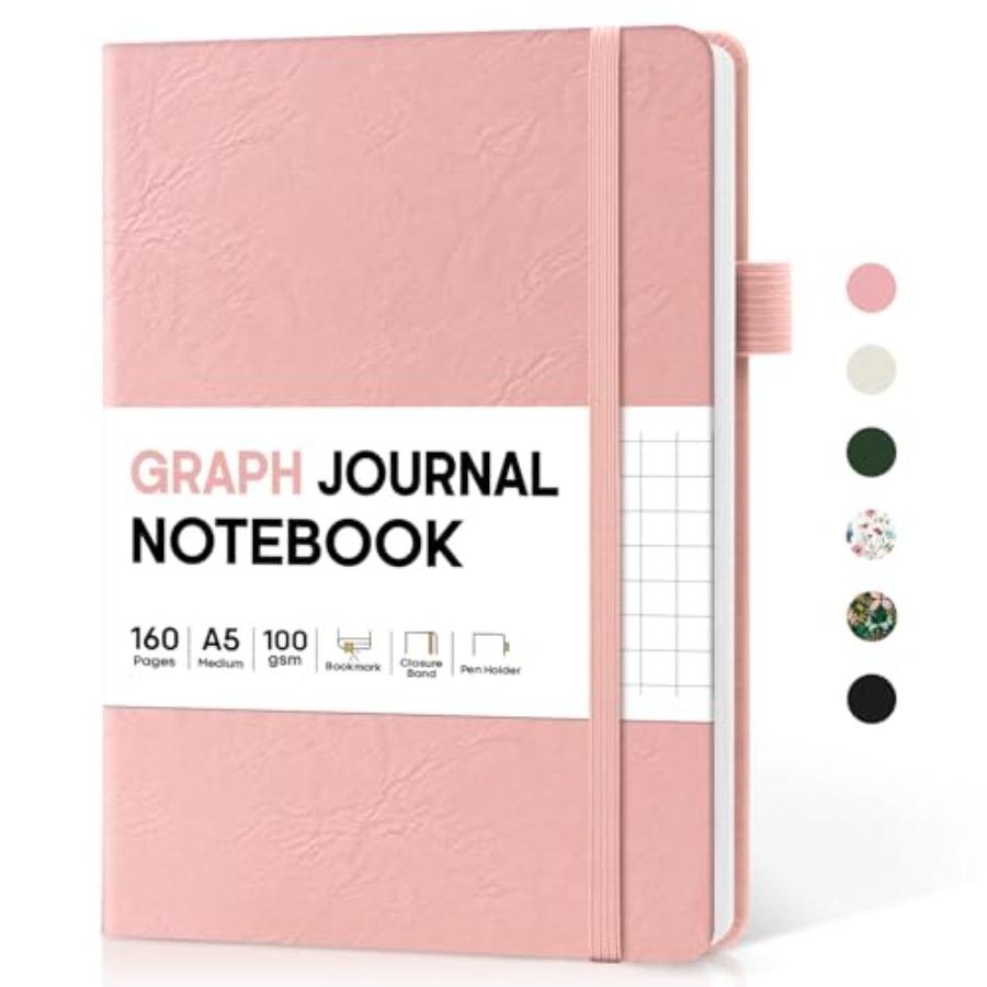 Journal Leather Hardcover - A5 Graph Journal Notebook for Women