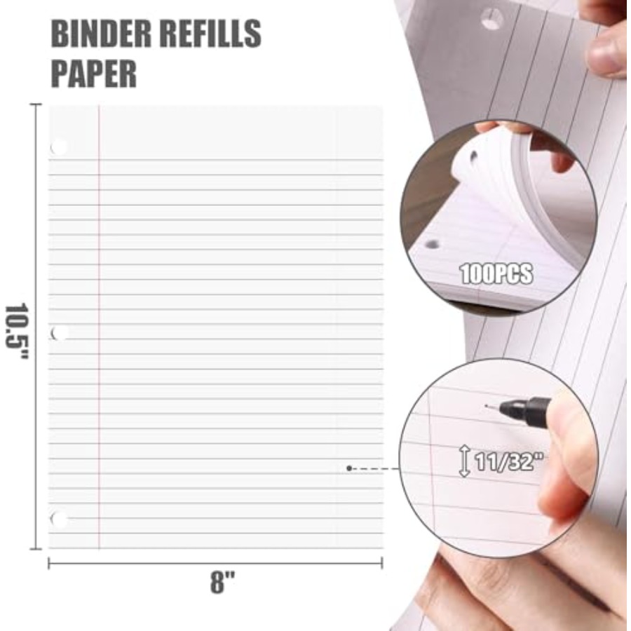 100 Sheets Loose Leaf Paper, 8 - Paper Punch 3 Hole recension och pris
