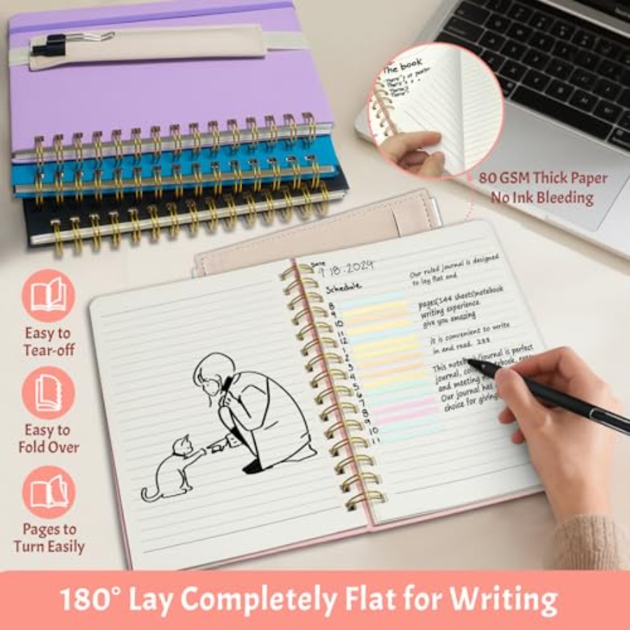 A5 Spiral Notebook w/ Pen, 5.7 - Journal Leather Hardcover recension och pris
