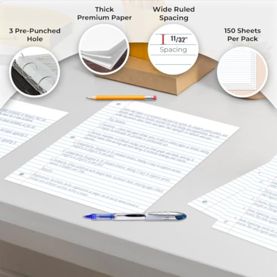 Loose Leaf Paper, 450 Sheets,, - Paper Punch 3 Hole recension och pris