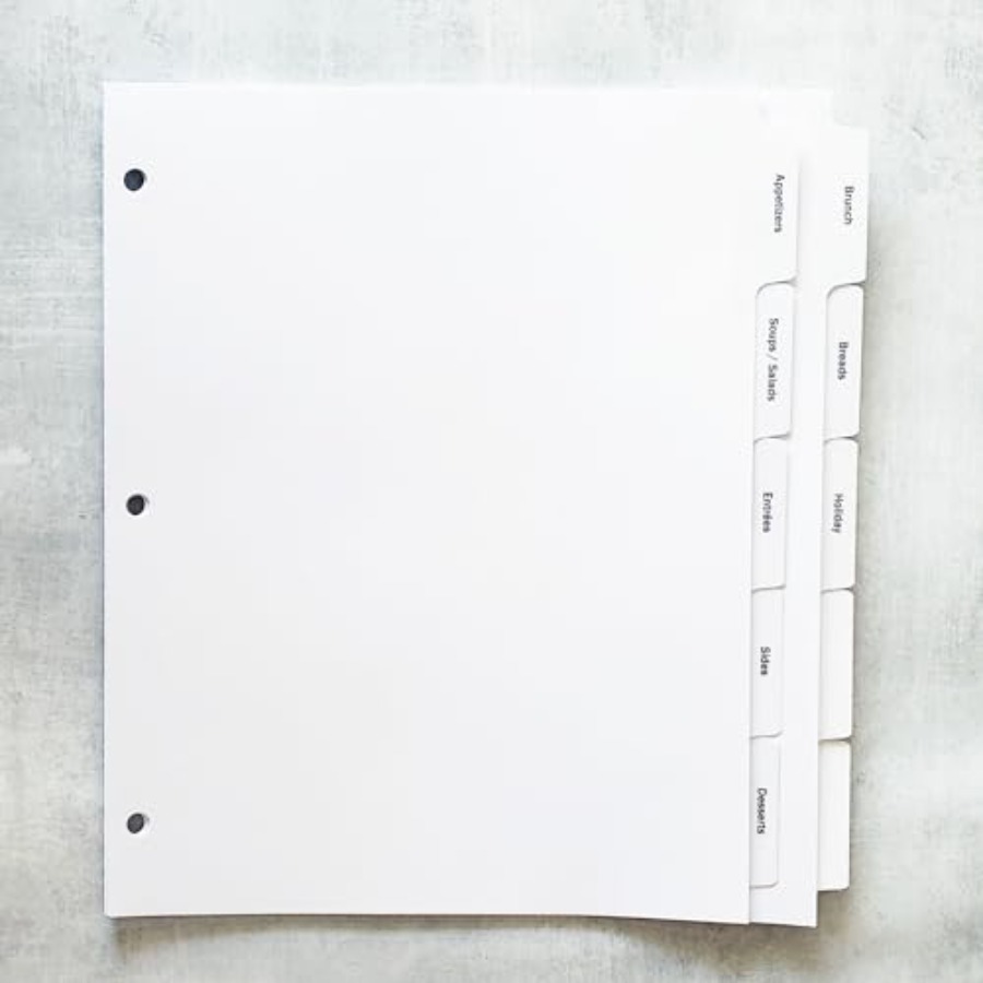 PRE-Printed Recipe Binder Inde - Index Tab Divider recension och pris