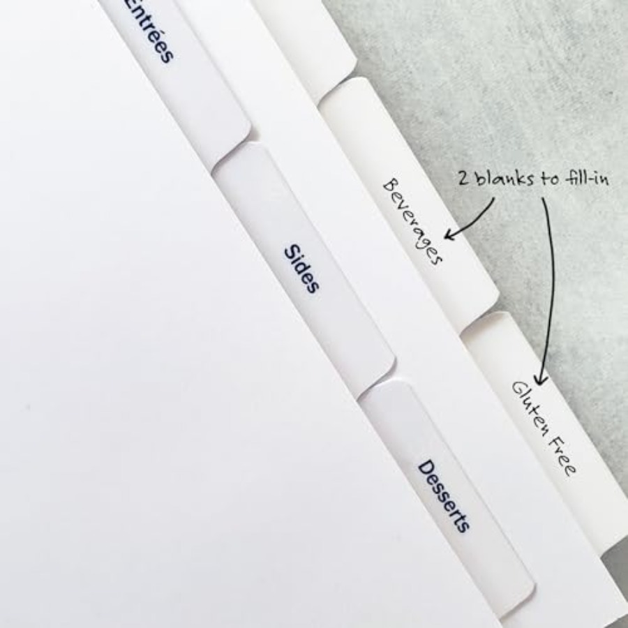 PRE-Printed Recipe Binder Inde - Index Tab Divider recension och pris