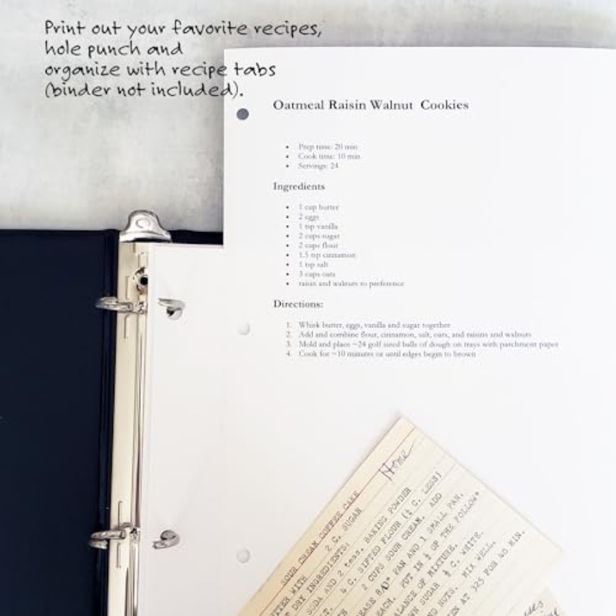 PRE-Printed Recipe Binder Inde - Index Tab Divider recension och pris