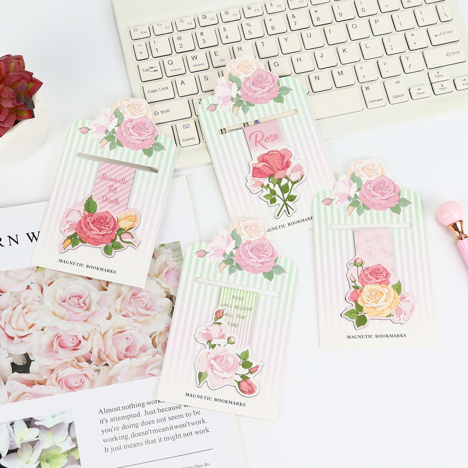 Pink Rose Blossom Alien Magnet - Bookmark Magnetic Clip recension och pris