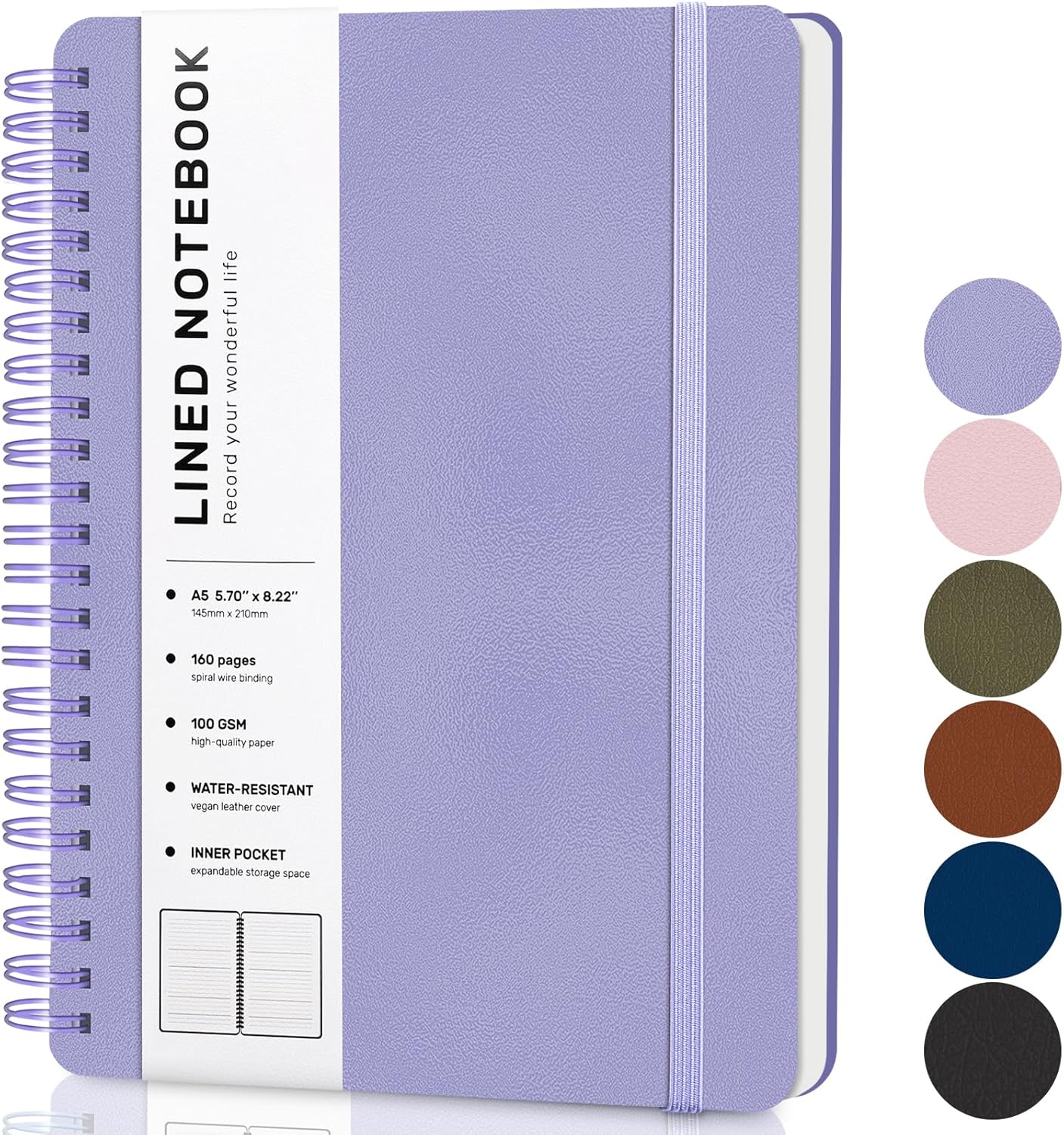 A5 Spiral Notebook, 160 Pages, - Journal Leather Hardcover recension och pris