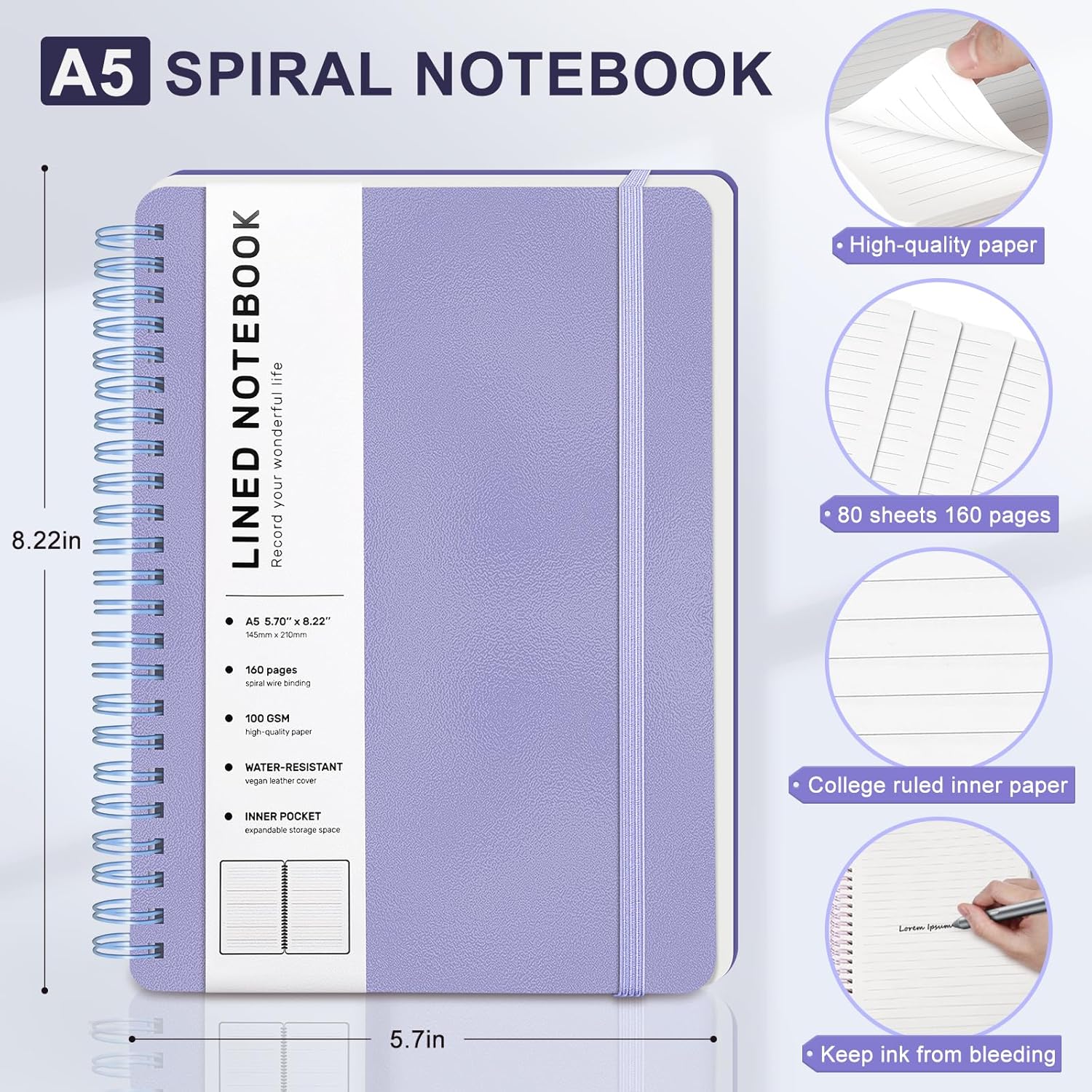 A5 Spiral Notebook, 160 Pages, - Journal Leather Hardcover recension och pris