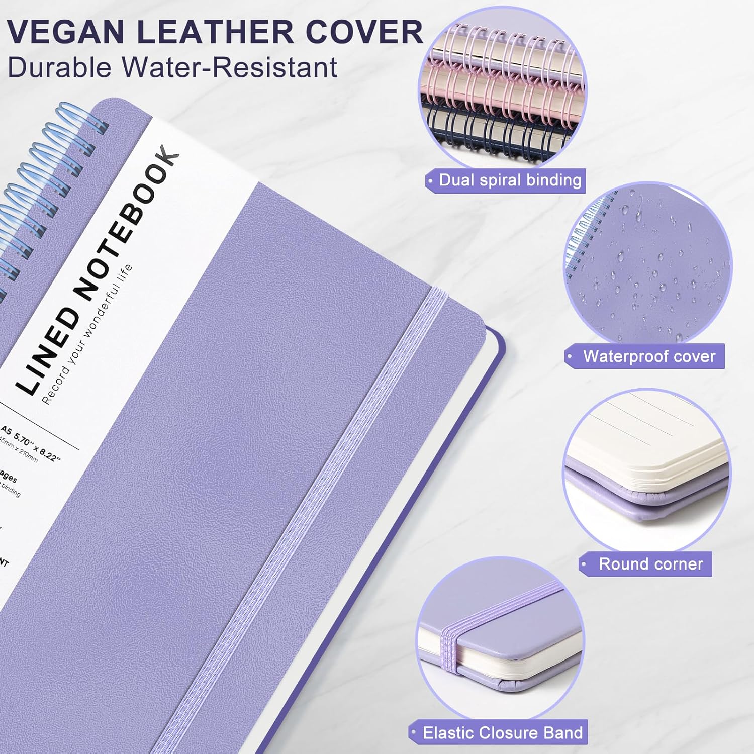 A5 Spiral Notebook, 160 Pages, - Journal Leather Hardcover recension och pris