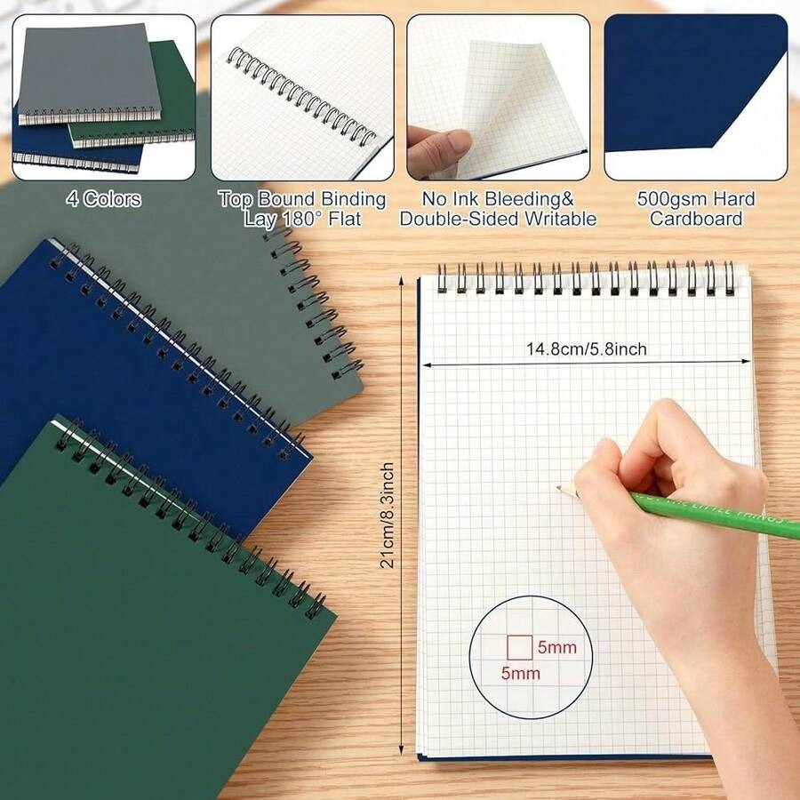 6 Pack Graph Paper Spiral Note - Graph Paper Pad recension och pris