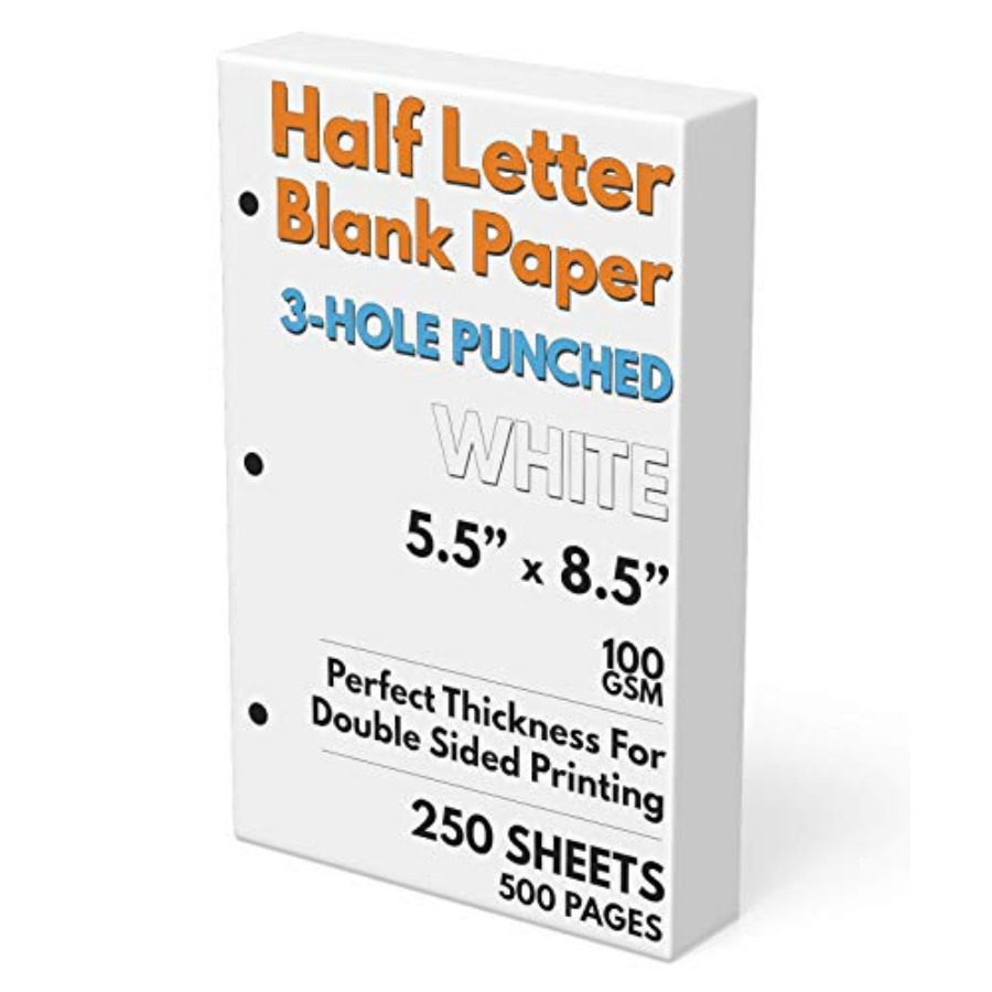 Half Letter Blank Paper, 3-Hol - Paper Punch 3 Hole recension och pris