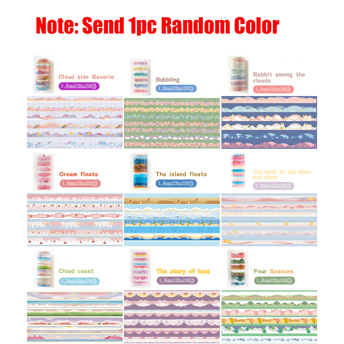 6roll/set Random Color Landsca - Washi Tape Set recension och pris