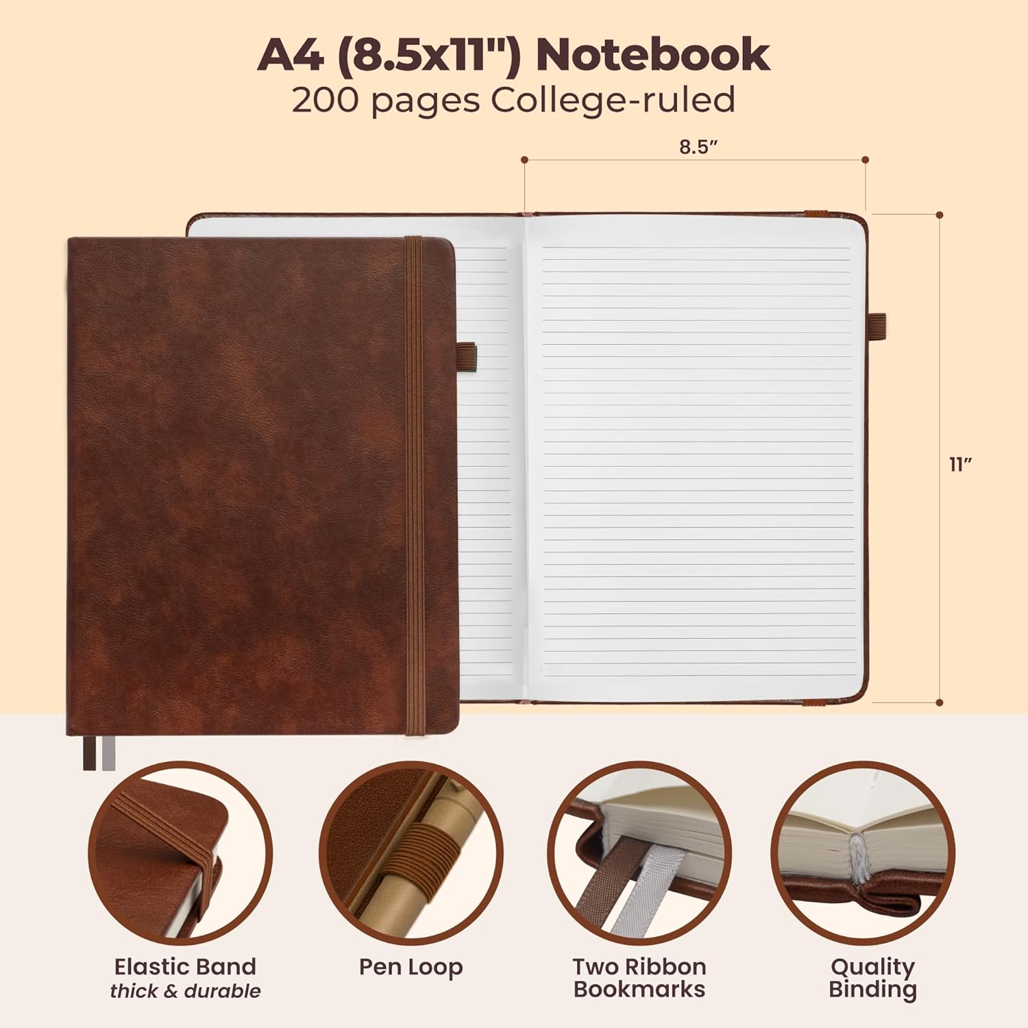 A4 Leather Journal Notebook 8. - Journal Leather Hardcover recension och pris