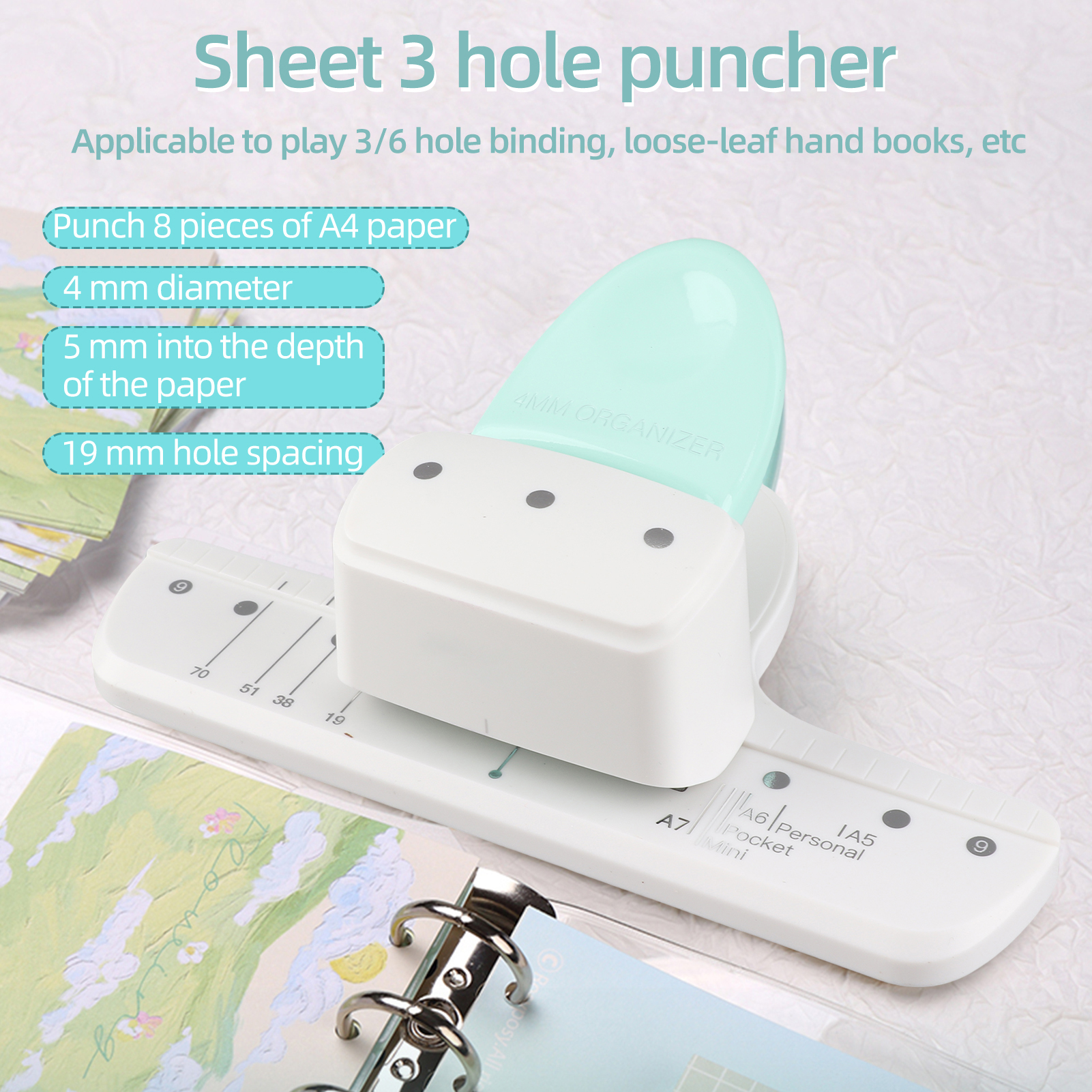 New 4mm Hole Puncher Daily Pla - Paper Punch 3 Hole recension och pris
