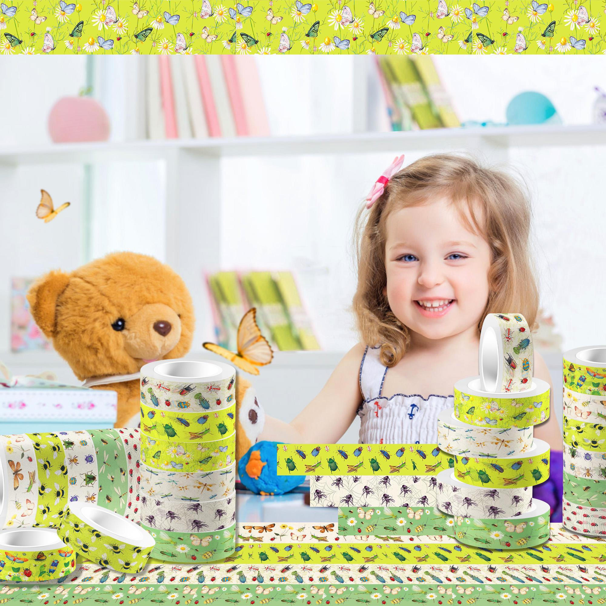 12 Rolls Cartoon Insect Bee Bu - Washi Tape Set recension och pris
