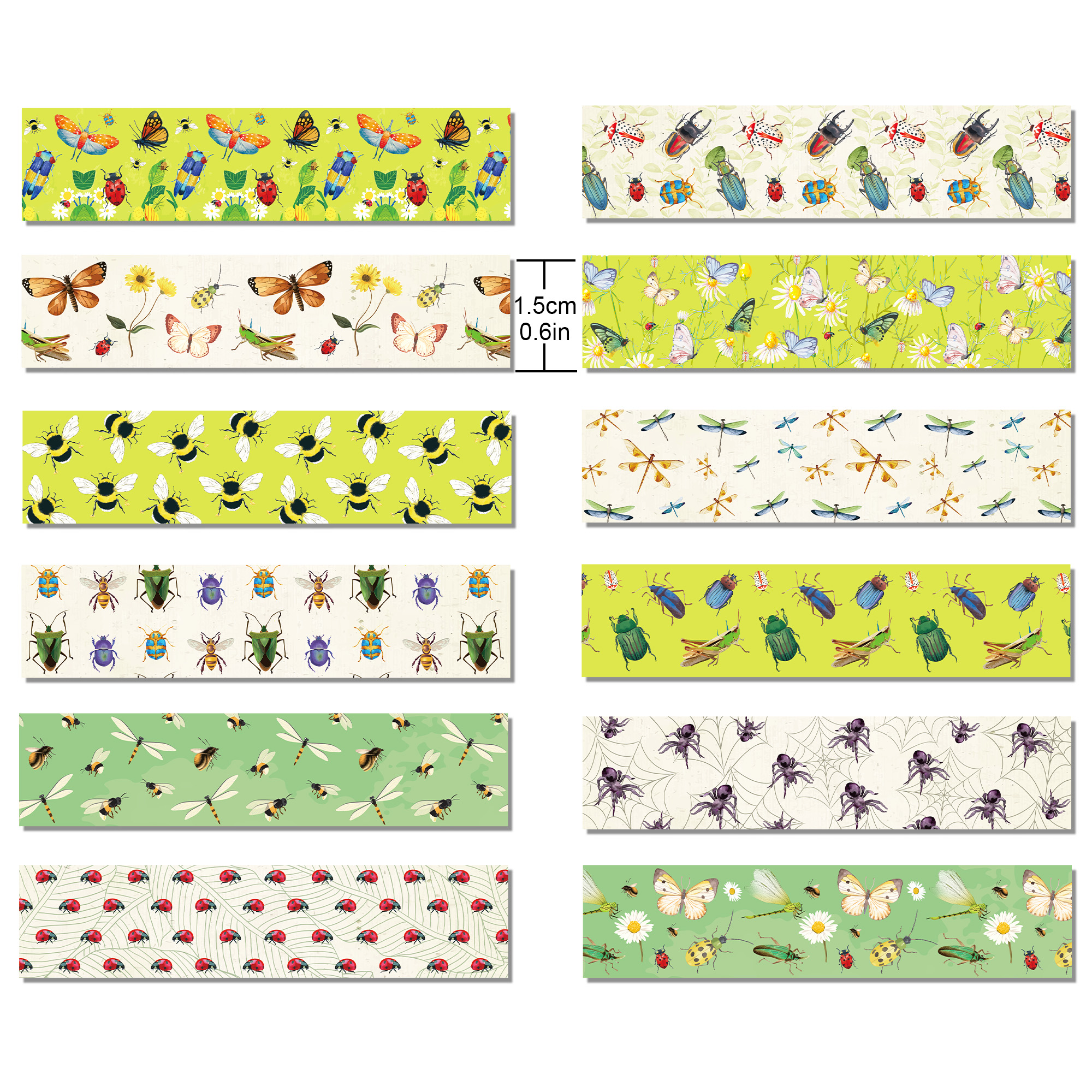 12 Rolls Cartoon Insect Bee Bu - Washi Tape Set recension och pris